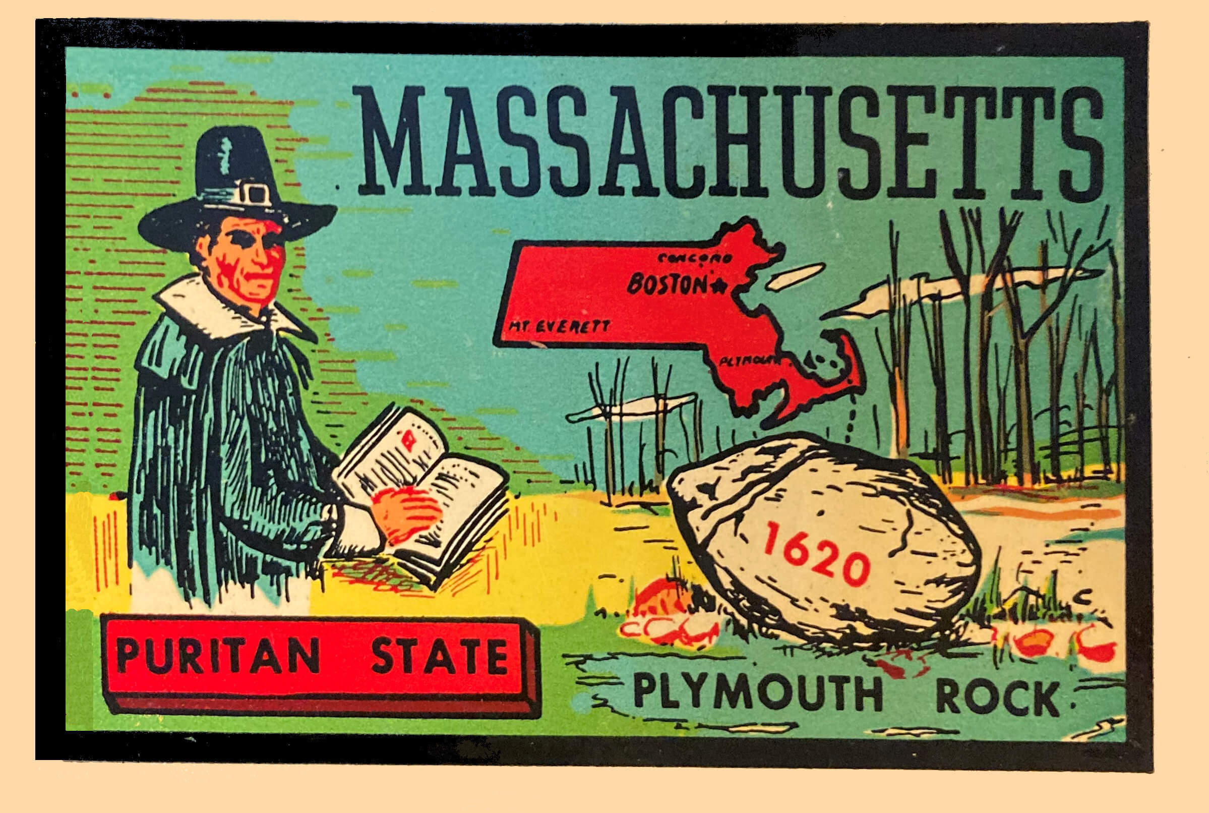 (image for) Massachusetts Vintage Vacation Stickers